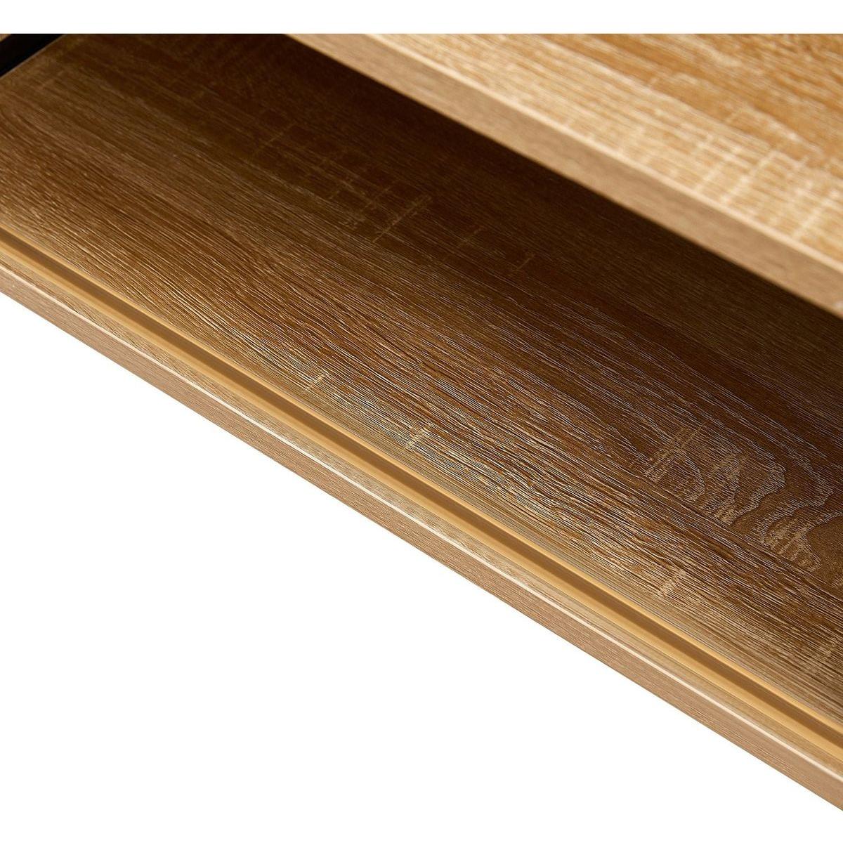 40.16" Rattan Coffee table, sliding door for storage, metal legs, Modern table for living room, natural