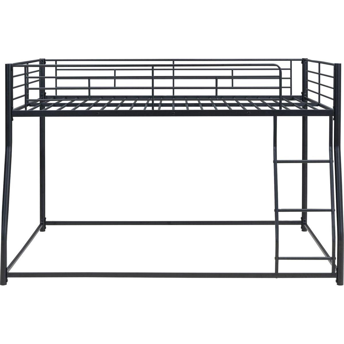 Metal Floor Bunk Bed, Full XL over Queen, Black