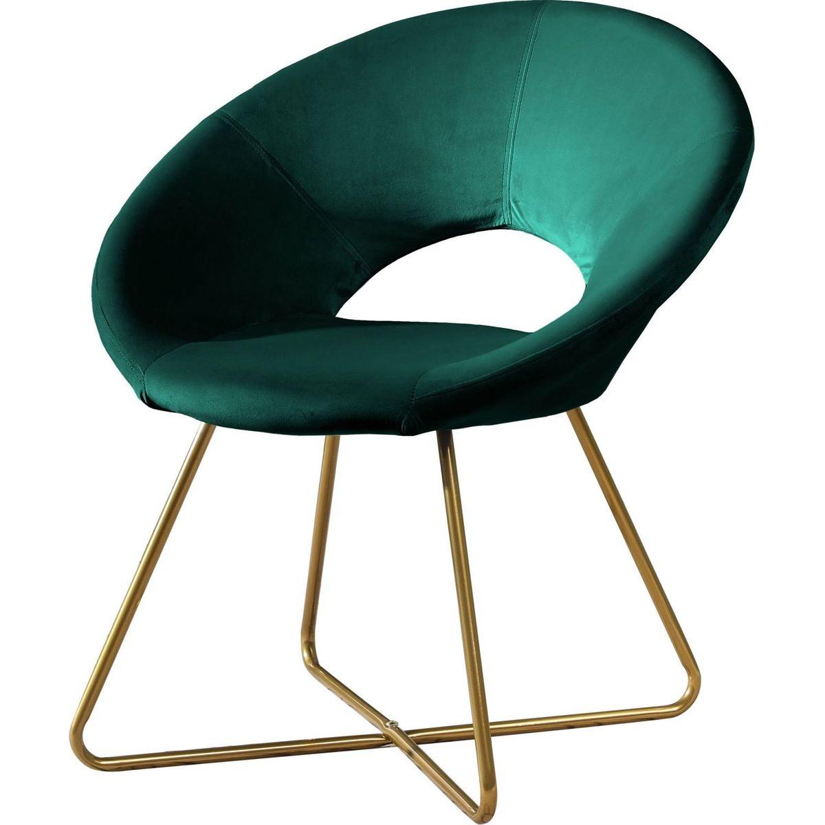 Slatina Green Silky Velvet Upholstered Accent Chair with Gold Tone Finished Base