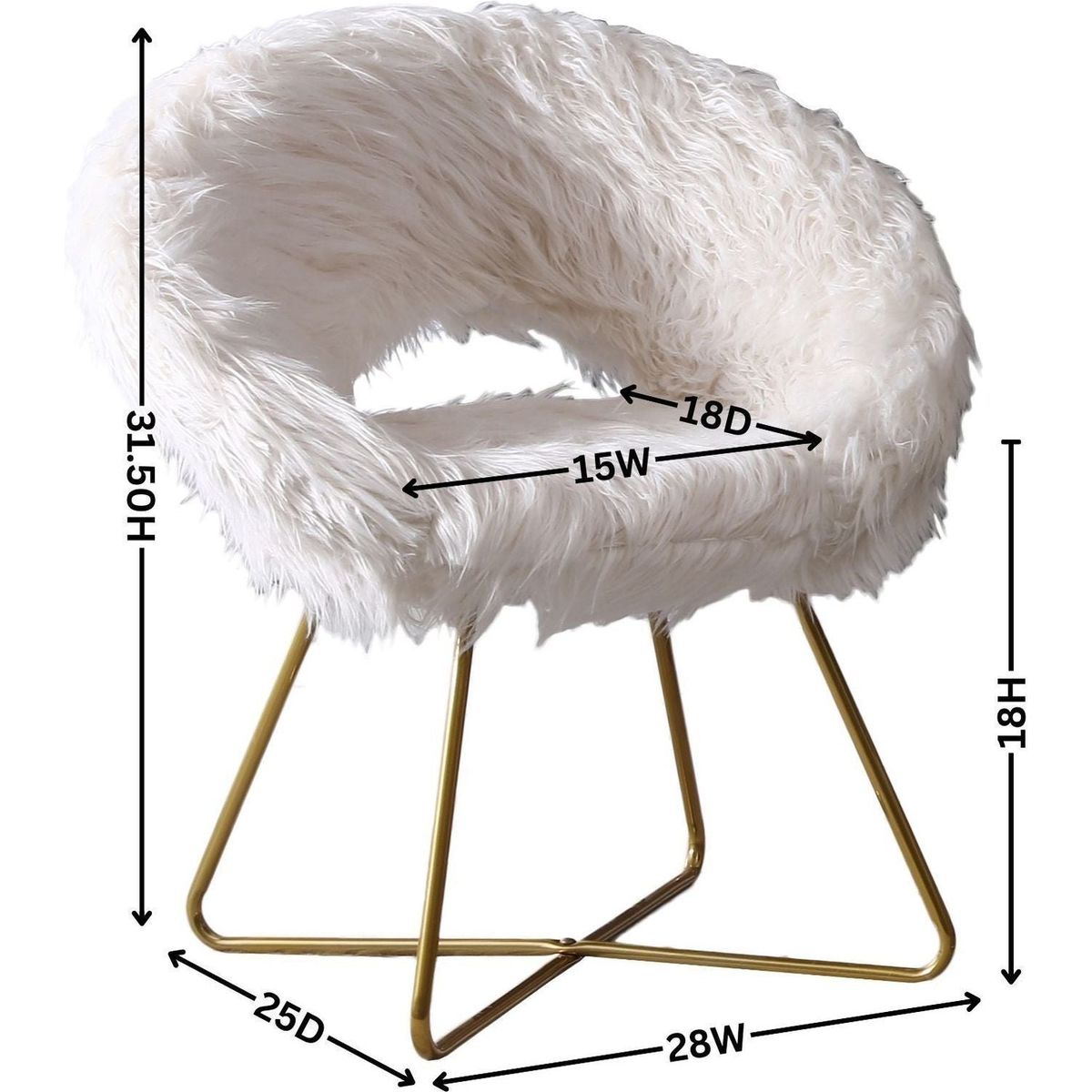 Slatina Faux Fur Upholstered Accent Chair, White