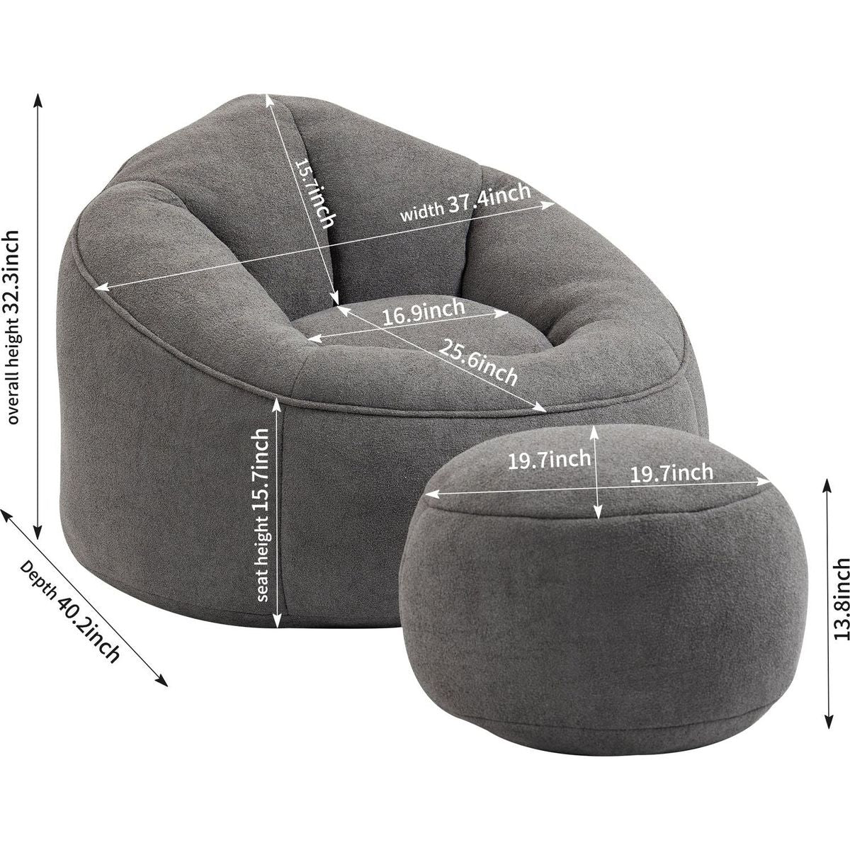 Bedding Bean Bag Sofa Chair High Pressure Foam Bean Bag Chair Adult Material with Padded Foam Padding Compressed Bean Bag With Footrest