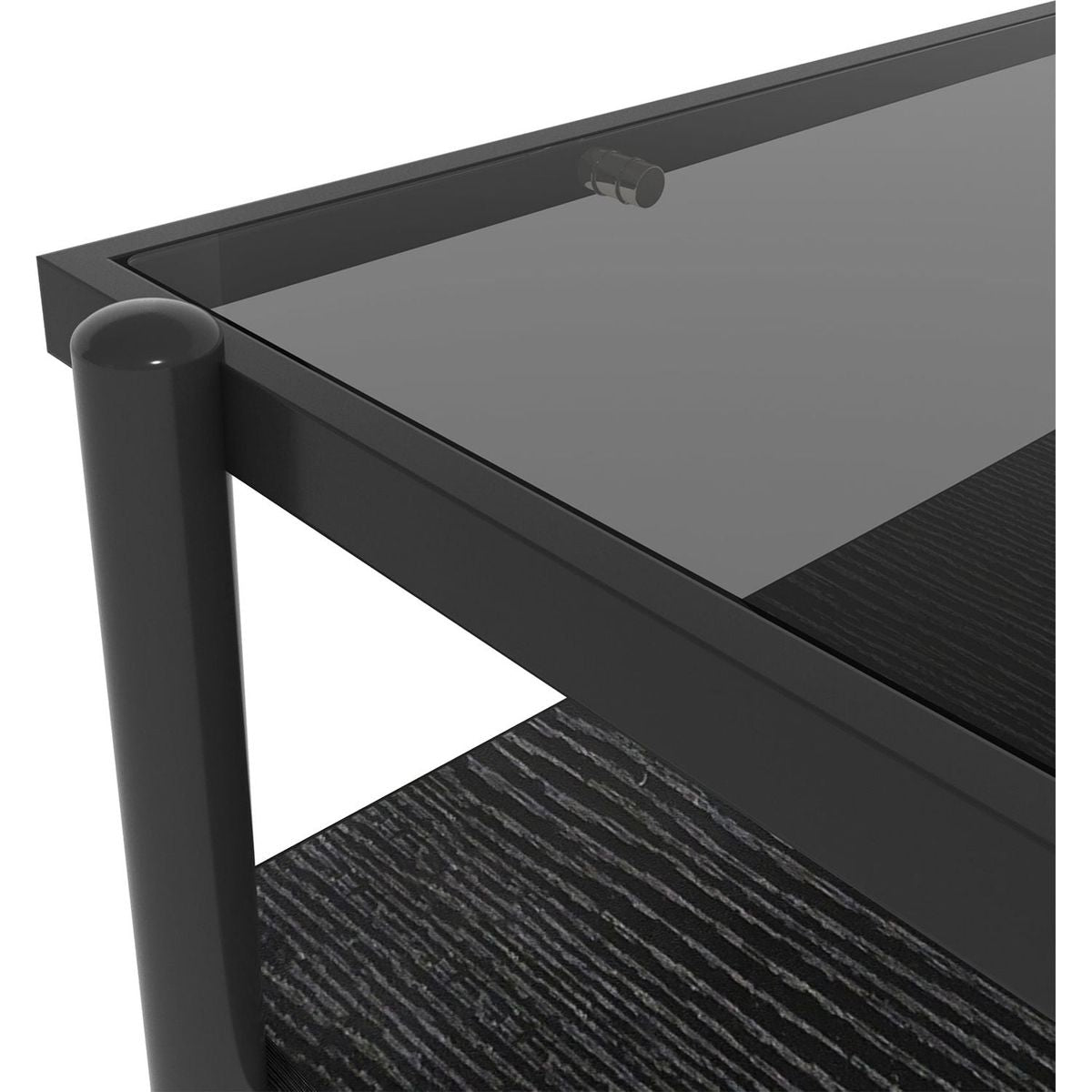 Rectangle Coffee Table with Gray Tempered Glass top and Black Legs,Modern Table for Living Room