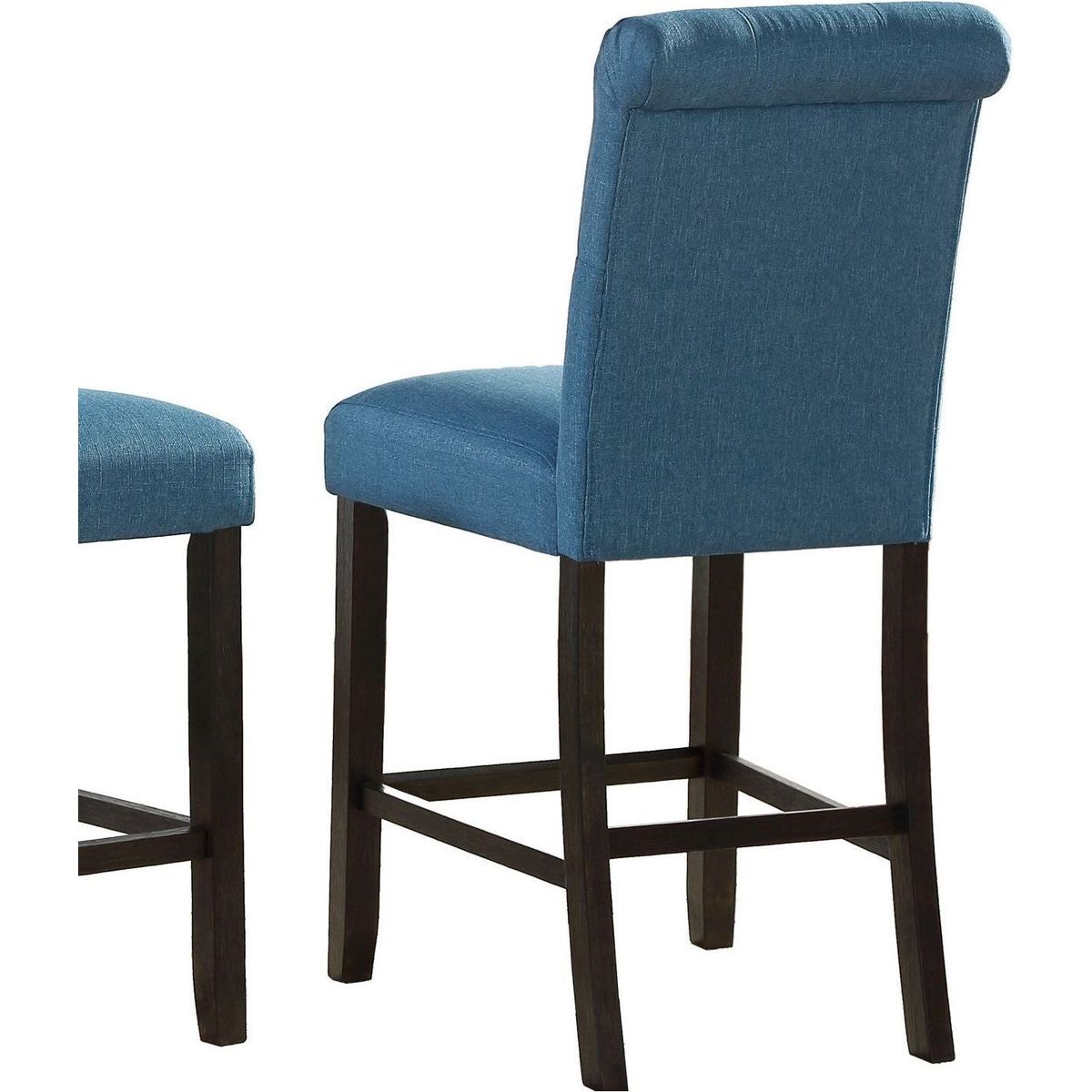 Leviton Solid Wood Tufted Asons Counter Height Stool, Set of 2, Blue
