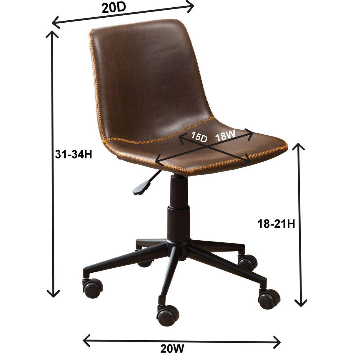 Cesena Faux Leather 360 Swivel Air Lift Office Chair, Antique Brown