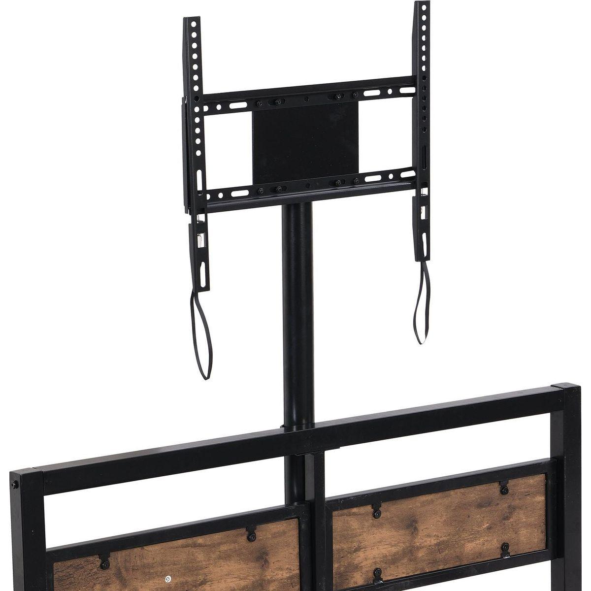 Twin Size Metal Platform Bed with MDF Headboard and Footboard,Two Storage Drawers and Rotatable TV Stand,Black