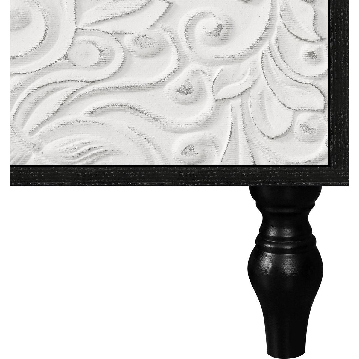 Vintage White Large Faceted Carved And Spliced Doors Combined With Black Frames For TV Stand Table,Sideboards, Accent Cabinets