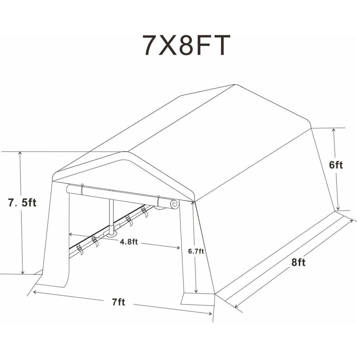 7x8 ft Outdoor Portable Gazebo Storage Shelter Shed with 2 Roll up Zipper Doors & Vents Carport for Motorcycle Waterproof and UV Resistant Anti-Snow Portable Garage Kit Tent, Sand