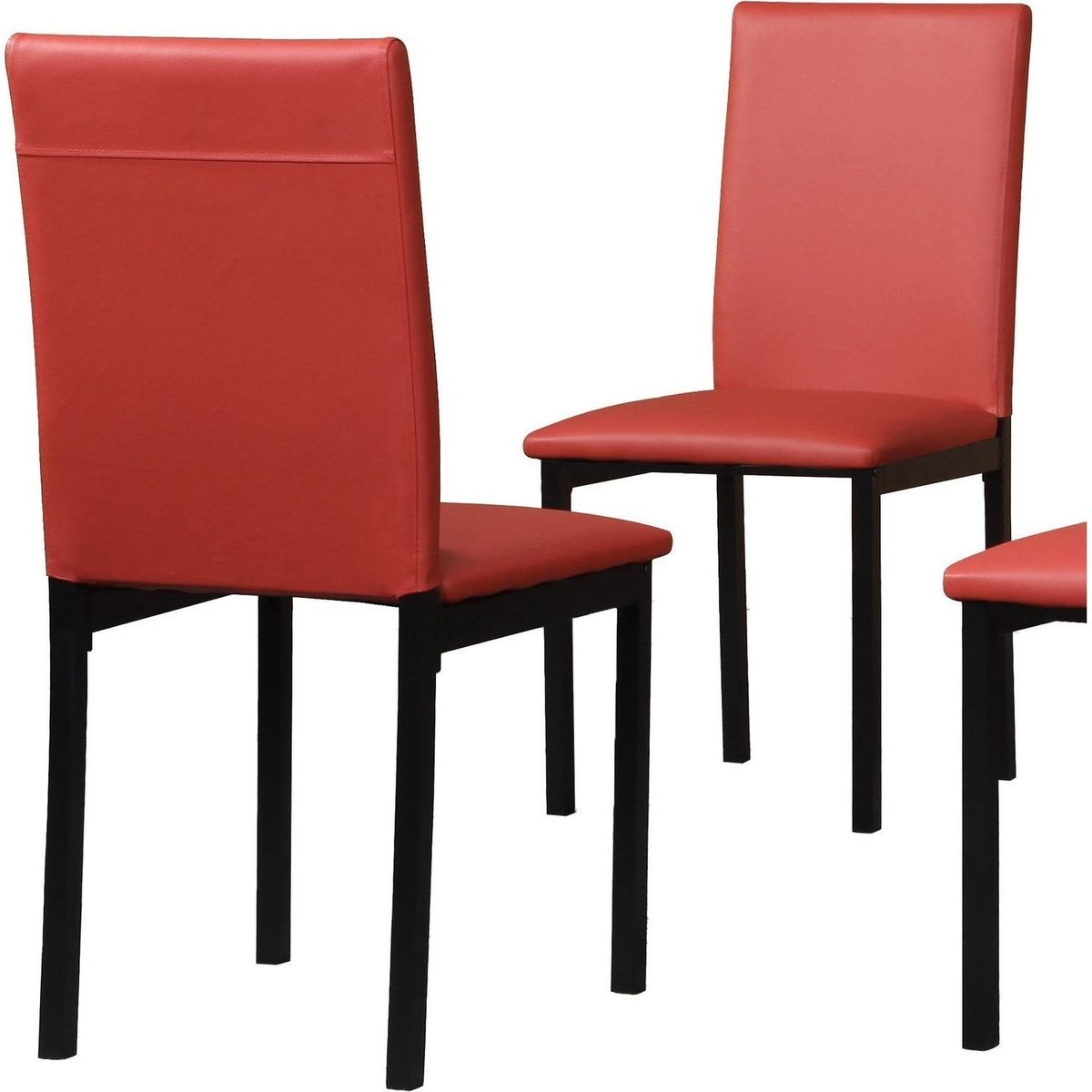 Noyes Faux Leather Seat Metal Frame Dining Chairs, Set of 4, Red