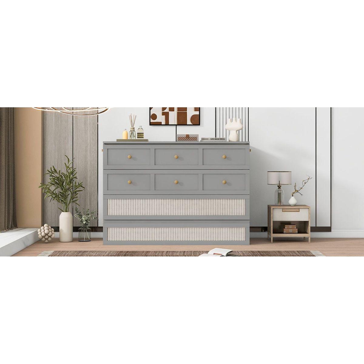 Full Size Murphy Bed with Large Drawers,Gray