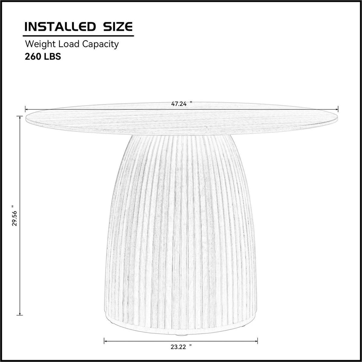 47,24 inch Dining Table for Dining Room 4-6 People Round Dinner Tables Mid-Century Modern Table with Wood Walnut