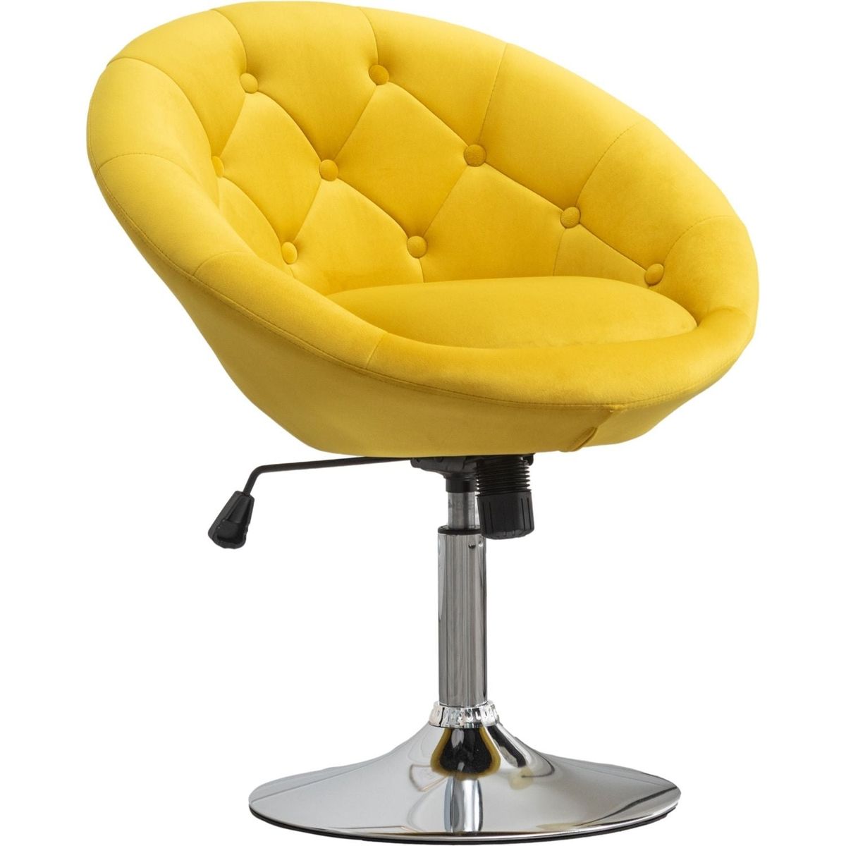 Noas Velvet Upholstered Tufted Back Swivel Accent Chair, Yellow