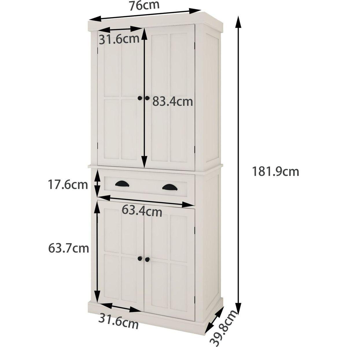 71" Kitchen Pantry Storage Cabinet, with 4 Doors, Drawer, 2 Adjustable Shelves, Freestanding Cupboard for Dining Room Living Room, Laundry-White