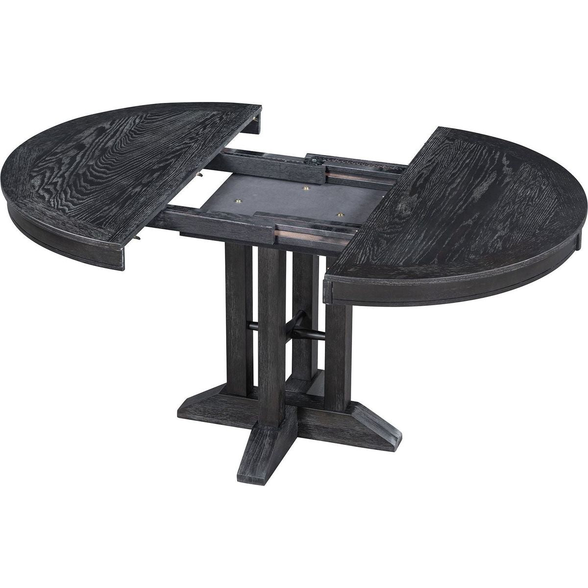 Farmhouse Dining Table Extendable Round Table for Kitchen, Dining Room(Black)