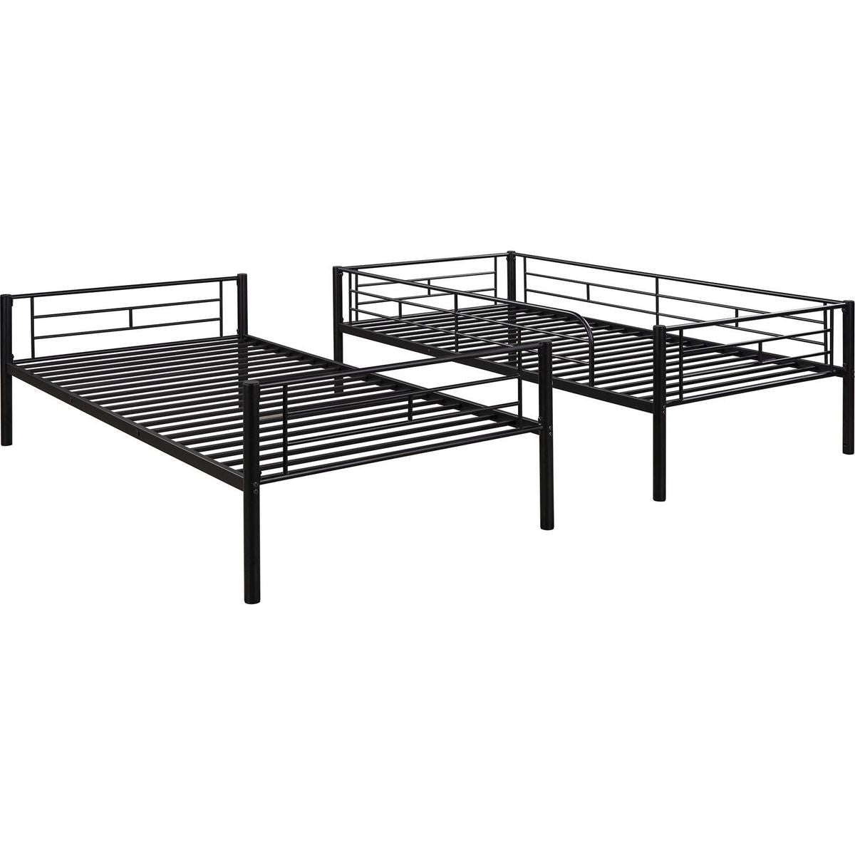 Twin Over Twin Metal Bunk Bed (Black)