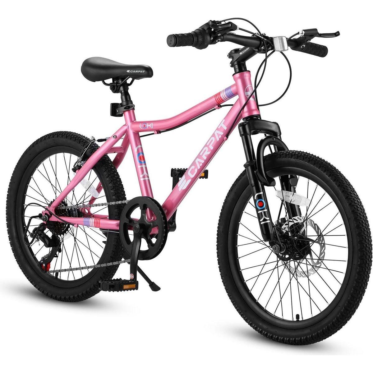 S20101 20 Inch Kids Bike, Boys Girls Mountain Bike Ages 8-12, 7 Speed Teenager Children Kids' Bicycles, Front Suspension Disc U Brake, 14 Inch Height Steel Frame