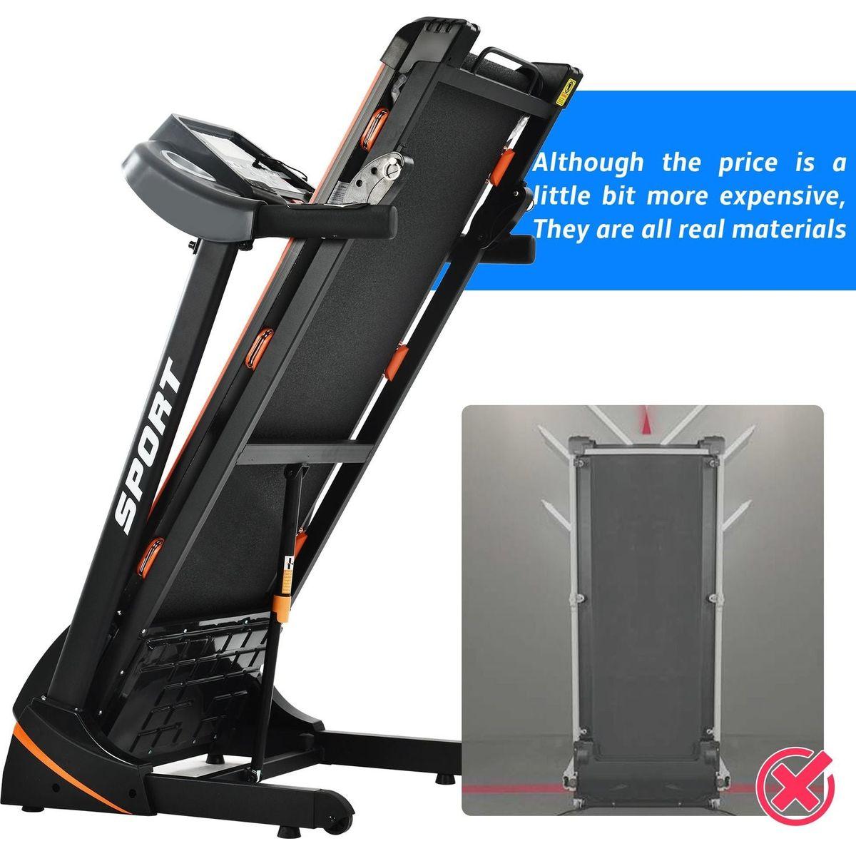 Folding Electric 3.5HP Treadmill With Incline Medium Running Machine Motorised LCD Gym 330lbs Folding Treadmill Electric Motorized Power 14.8KM/H Running Fitness Machine Gym