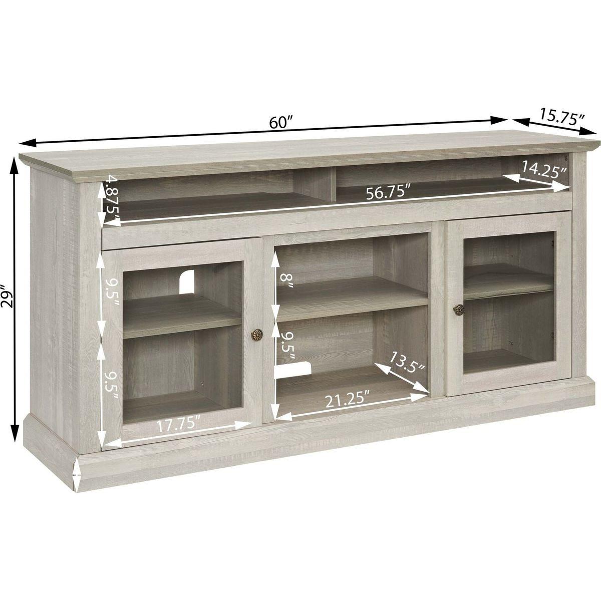 Contemporary TV Media Stand Modern Entertainment Console for TV Up to 65" with Open and Closed Storage Space, Stone Gray, 60"Wx15.75"Dx29"H