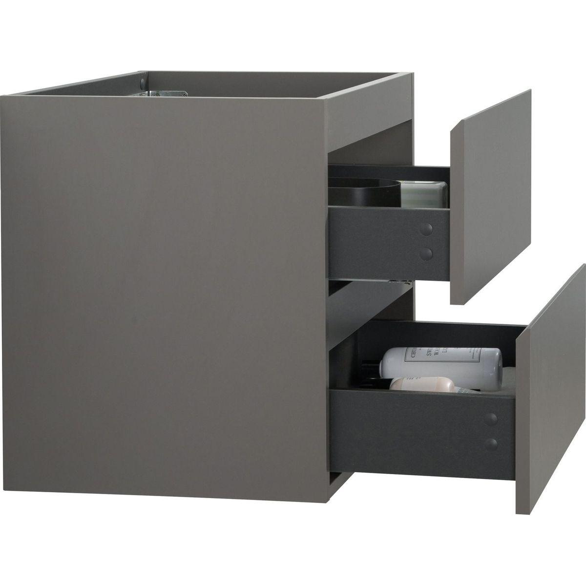 Alice-24W-102,Wall mount cabinet WITHOUT basin, Gray color, with two drawers, Pre-assembled