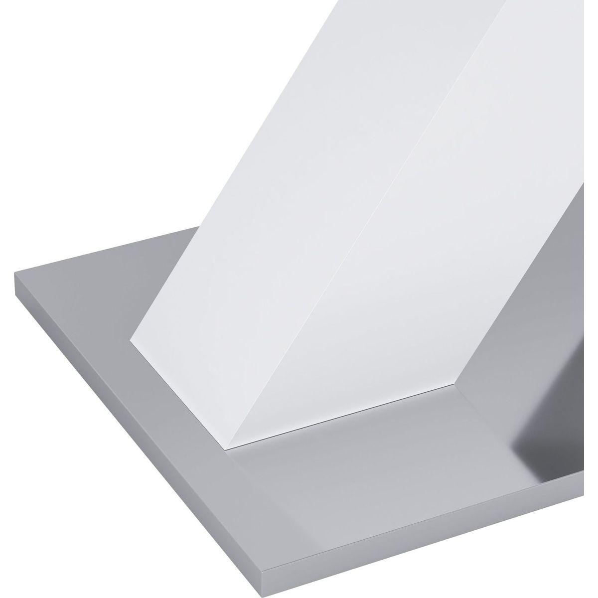 Modern Square Dining Table, Stretchable, White Table Top+MDF X-Shape Table Leg with Metal Base