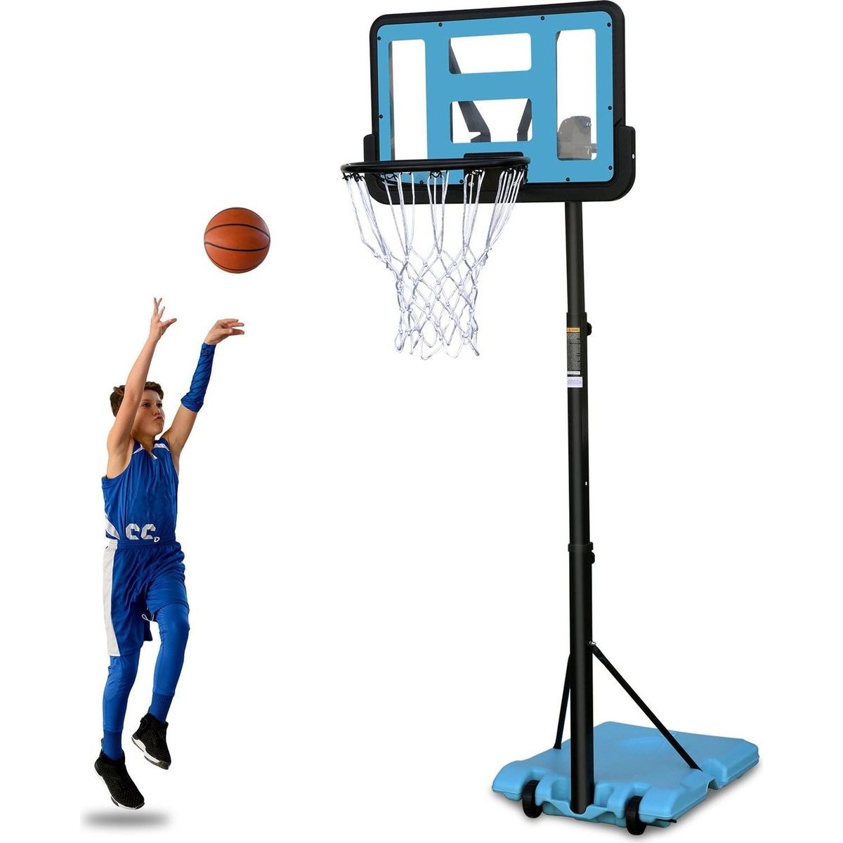 Use for Outdoor Height Adjustable 4.8 to 7.7ft Basketball Hoop 44 Inch Backboard Portable Basketball Goal System with Stable Base and Wheels