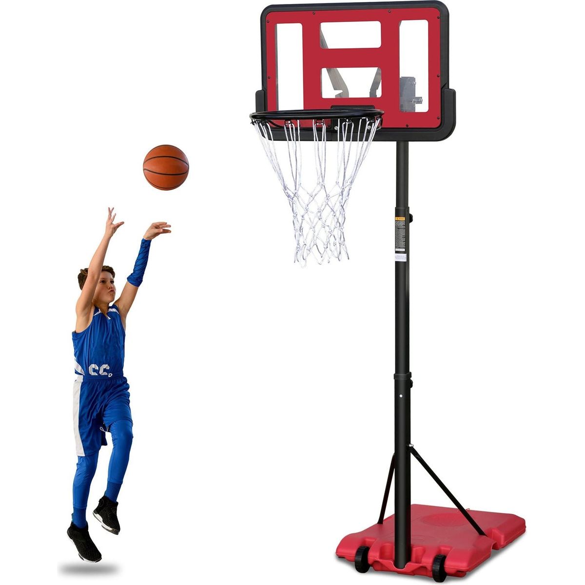Use for Outdoor Height Adjustable 4.8 to 7.7ft Basketball Hoop 44 Inch Backboard Portable Basketball Goal System with Stable Base and Wheels