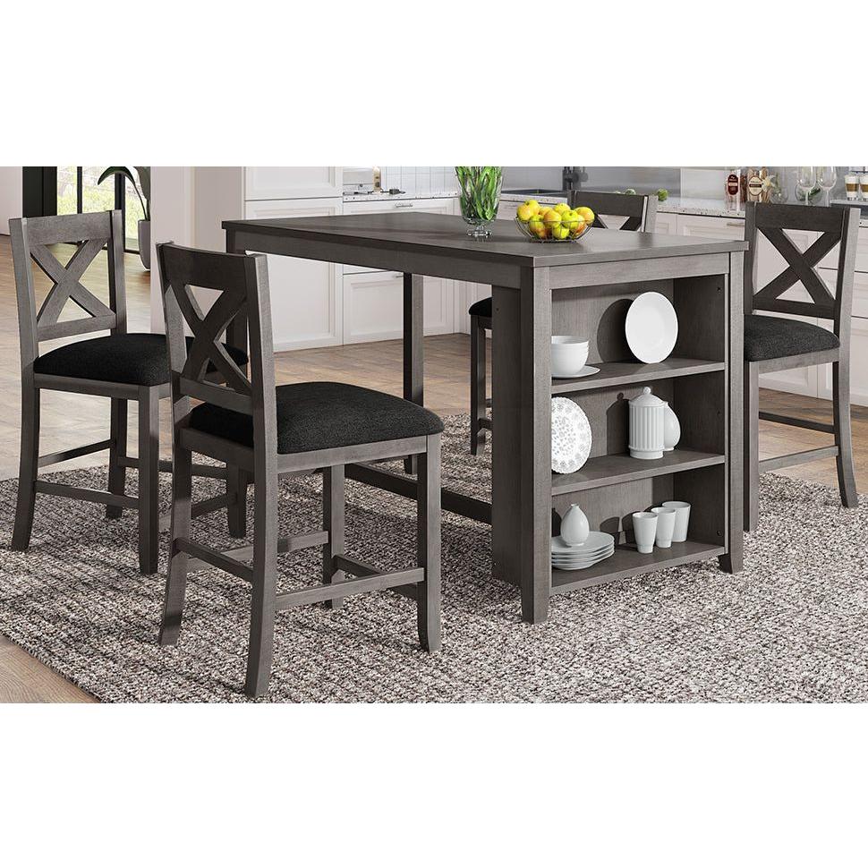 5 Pieces Counter Height Rustic Farmhouse Dining Room Wooden Bar Table Set with 4 Chairs, Gray