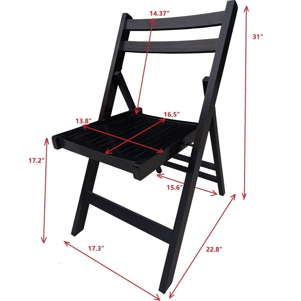 Furniture Slatted Wood Folding Special Event Chair - black, Set of 4, FOLDING CHAIR, FOLDABLE STYLE