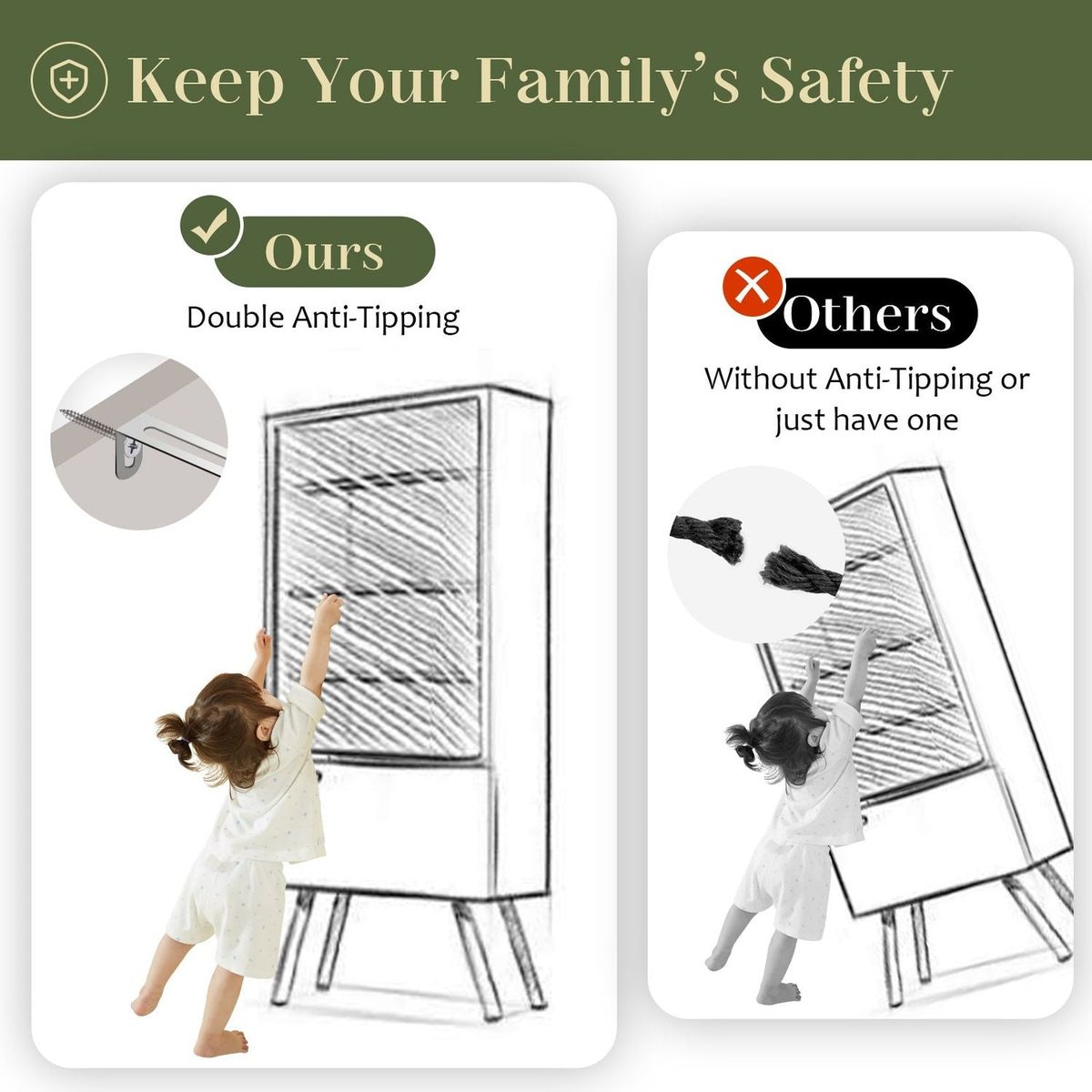 4 Drawer Dresser, Modern Rattan Dresser Chest with Wide Drawers and Metal Handles, Farmhouse Wood Storage Chest of Drawers for Bedroom, Living Room, Hallway, Entryway