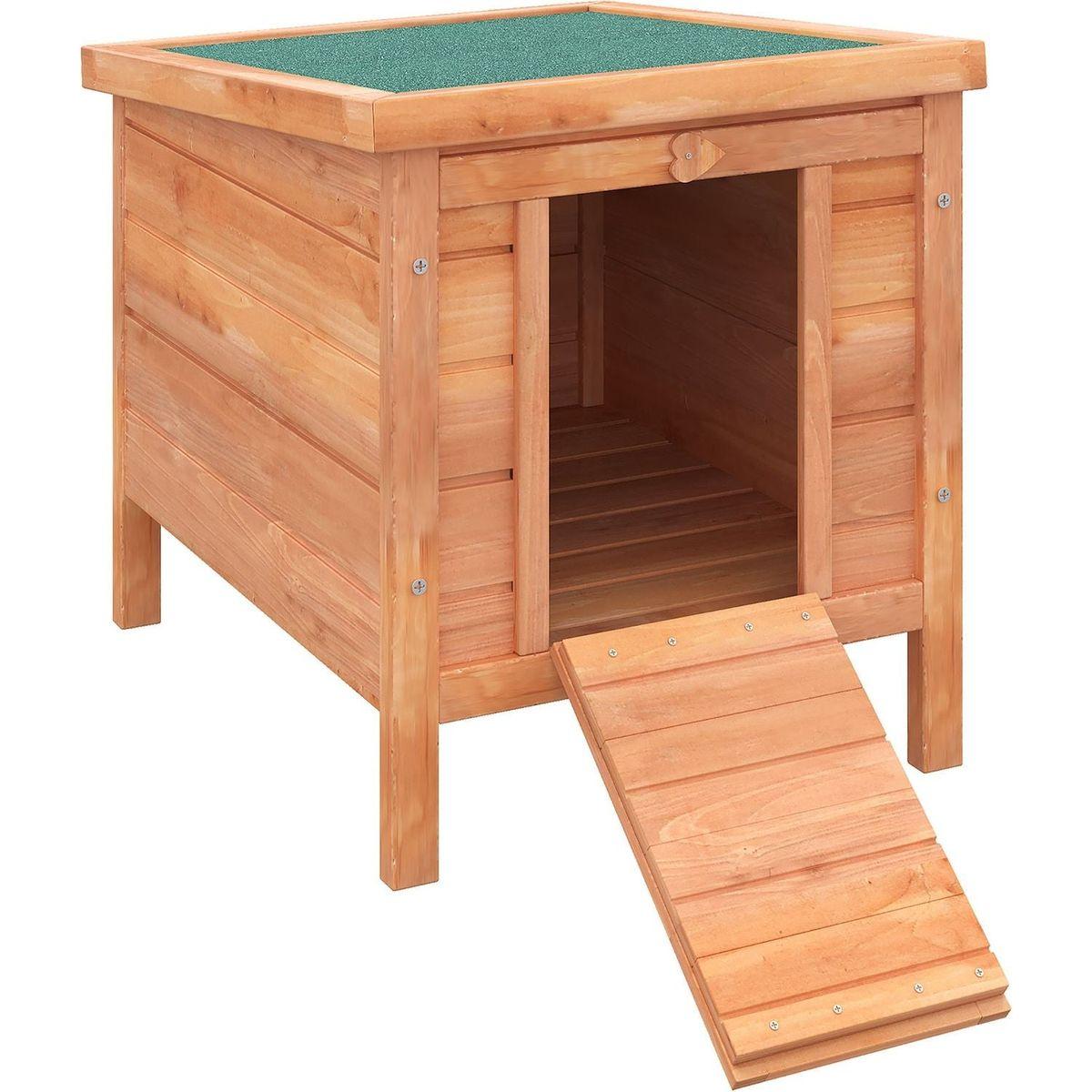 Small Wooden Rabbit Hutch Bunny Cage Guinea Pig Cage Duck House Dog House with Openable & Waterproof Roof, Natural