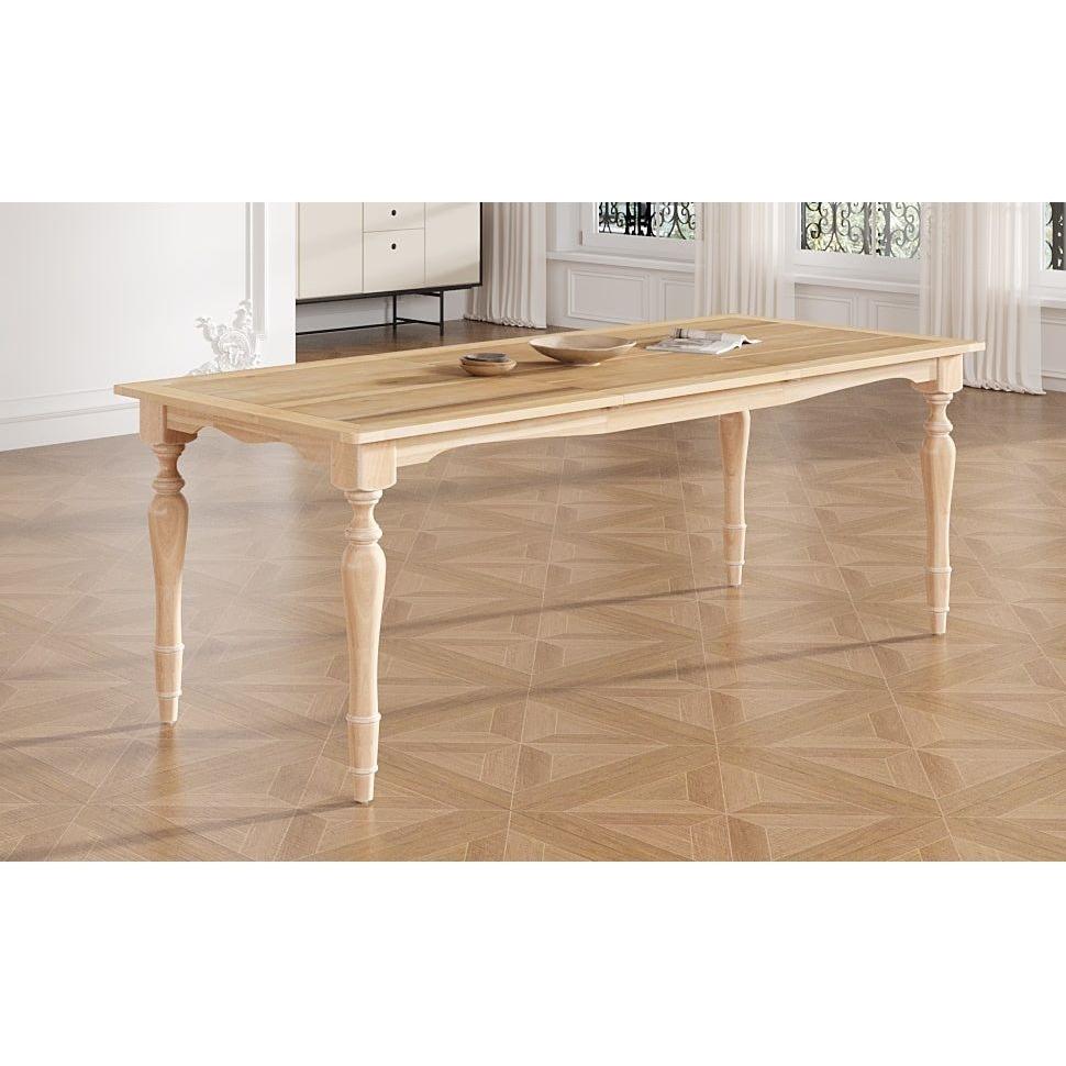 TOPMAX Vintage Traditional 82.7inch Extendable Dining Table with 23.6inch Removable Leaf, Natural