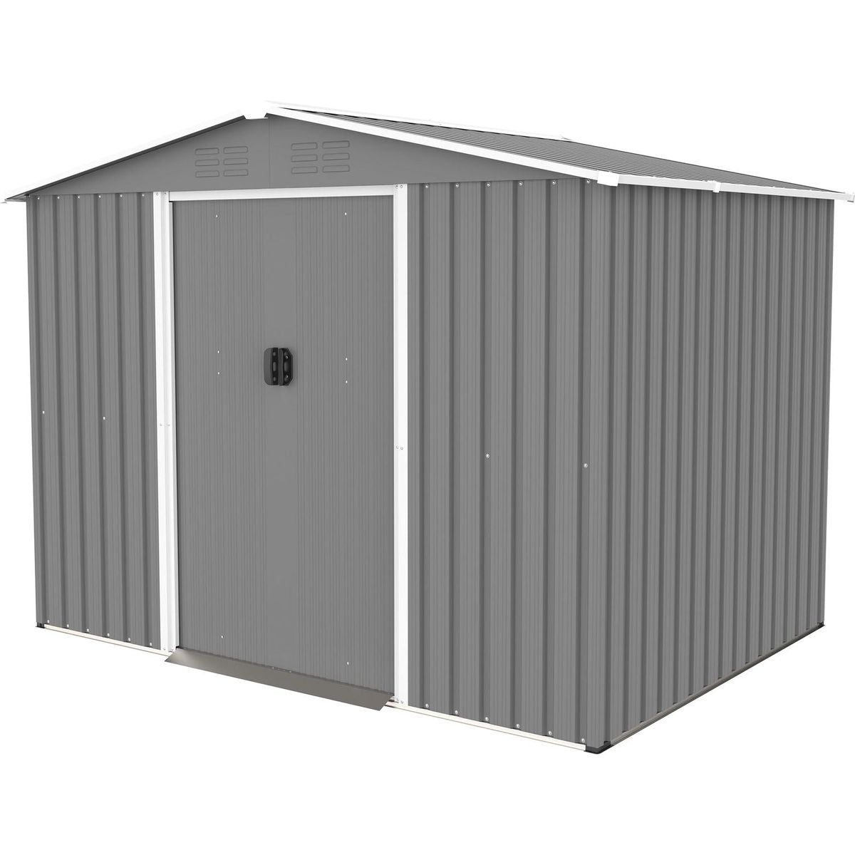 8x6 FT Outdoor Tool Storage Shed with Metal Foundation & Lockable Doors, All Weather Metal Sheds for Garden, Patio, Backyard, Lawn, Gray