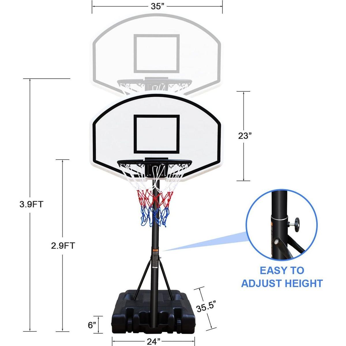 Portable Poolside Basketball Hoop System Basketball Hoop for Pool Height Adjustable 3.1ft-4.7ft with 36" Backboard for Indoor Outdoor Use