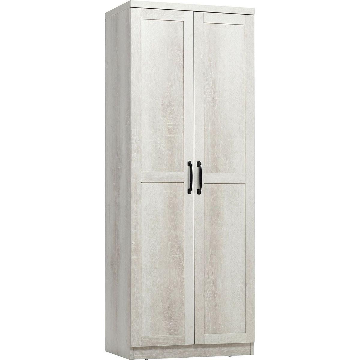 63" 2-Door Kitchen Pantry, Freestanding Storage Cabinet with 5-tier Shelving and 2 Adjustable Shelves for Dining Room, Antique White