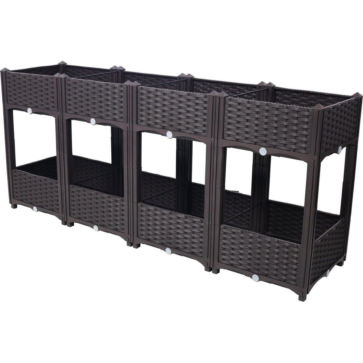 Planter Raised Beds - Elevated Planter Garden Box with Drainage Plug Raised Garden Beds for Vegetable/Flower/Herb Outdoor Standing Planter Beds Gardening Kit,Brown,63"x15.7"x27.7"