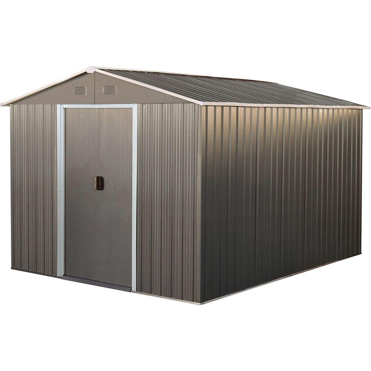 8x10ft Outdoor Metal Storage Shed Grey