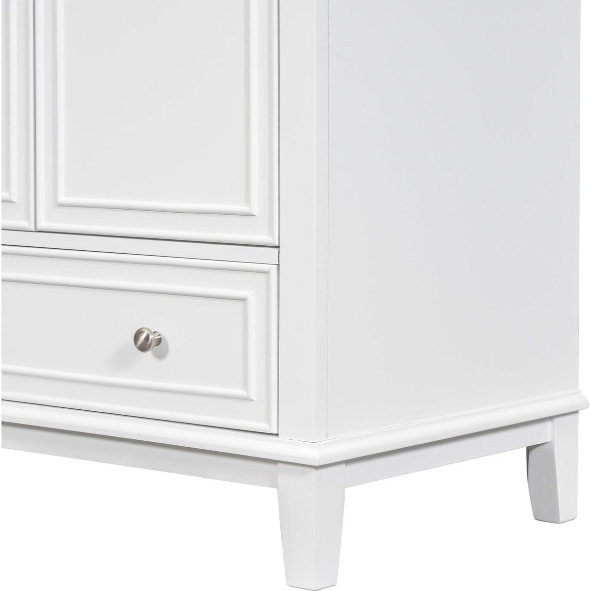 30" Bathroom Vanity without Sink, Base Only, Multi-functional Bathroom Cabinet with Doors and Drawer, Solid Frame and MDF Board, White