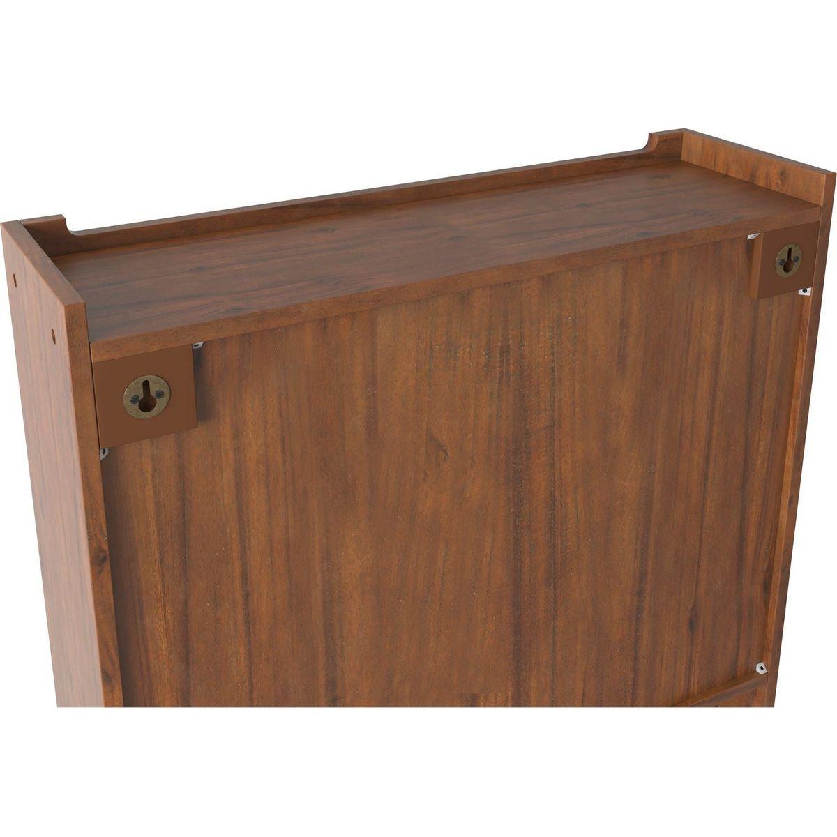 24.8"Glass Door Vintage Double Door Wall Cabinet with Three Tiers of Storage with Towel Rack, for Bathroom, Kitchen,Dining Room,Brown