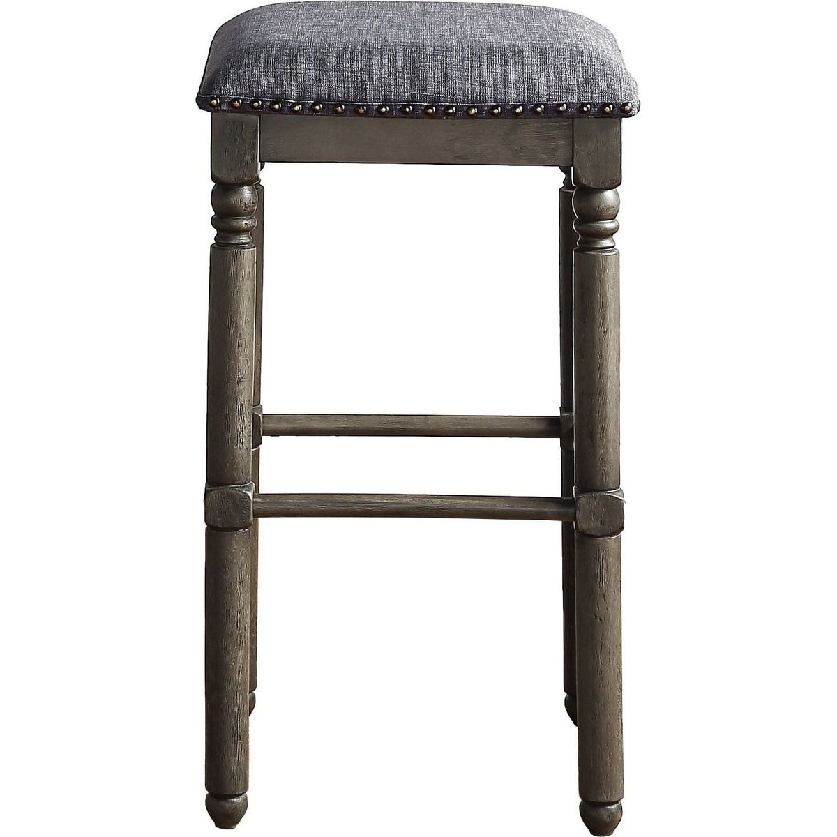 Arnhem Wood Upholstered Swivel Bar Stools, Set of 2, Grey
