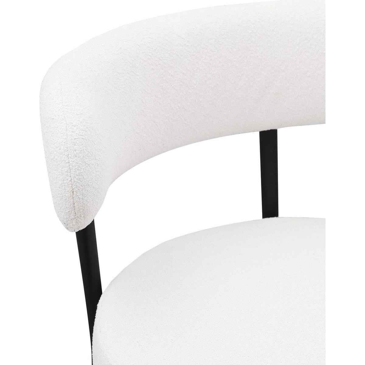 Woker Furniture Modern Counter Height Stools Set of 2, Uphsoltered 26" Seat Height Barstools with Black Metal Legs Round Low Back Kitchen Stools with Footrest for Dining Room, White