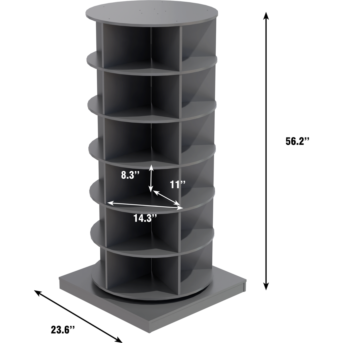 Grey 360 Rotating shoe cabinet 6 layers