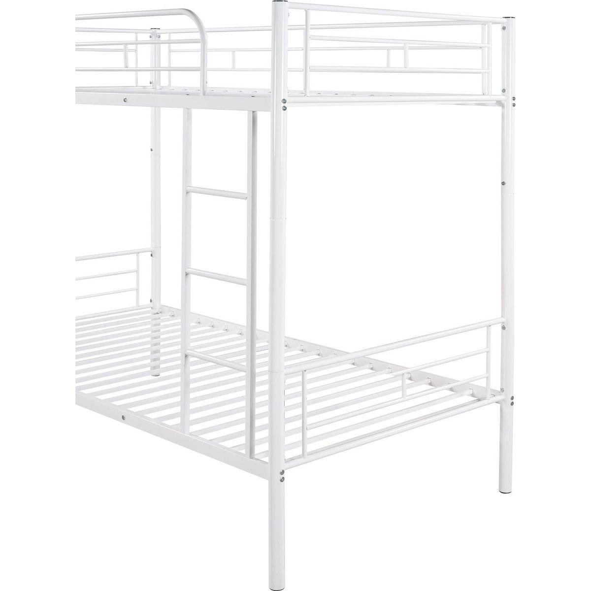 Twin Over Twin Metal Bunk Bed (White)