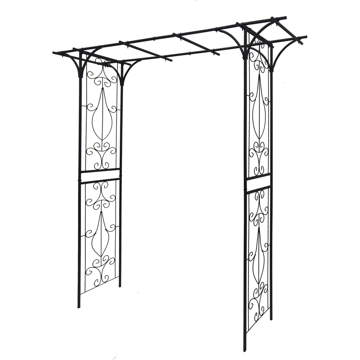 Metal Garden Arch L80.3" x W20.47" x H81.1" Climbing Plants Support Rose Arch Outdoor Black