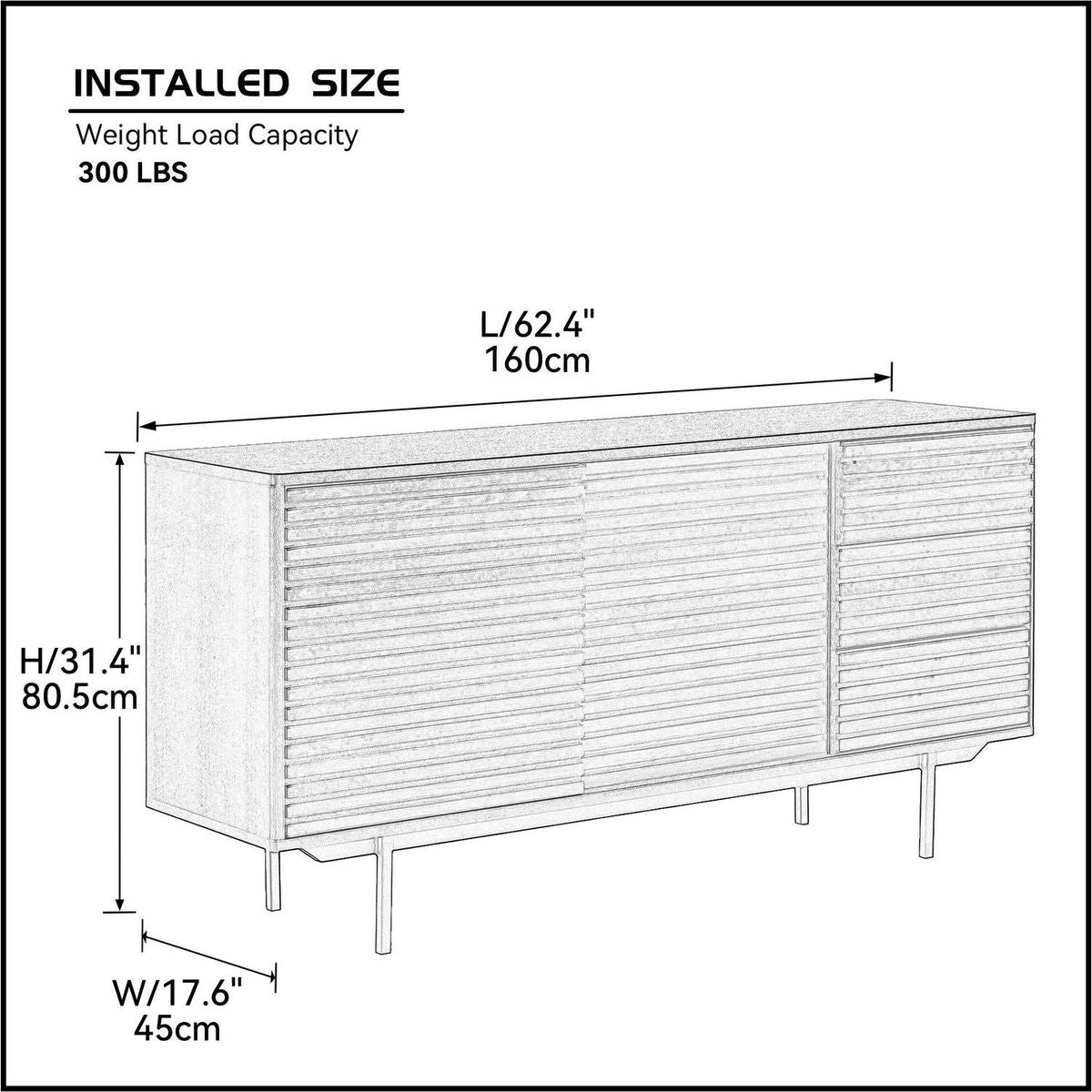 COMBO mid century Sideboard Buffet Table or TV Stand with storage for living room Kitchen
