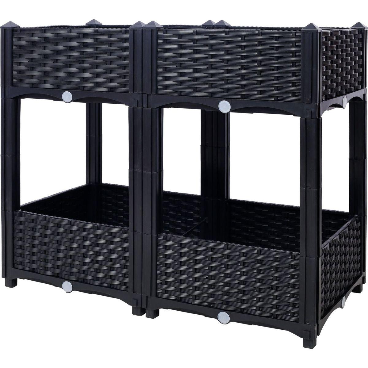 Planter Raised Beds - Elevated Planter Garden Box with Drainage Plug Raised Garden Beds for Vegetable/Flower/Herb Outdoor Standing Planter Beds Gardening Kit,Black,31.5"x15.7"x27.7"