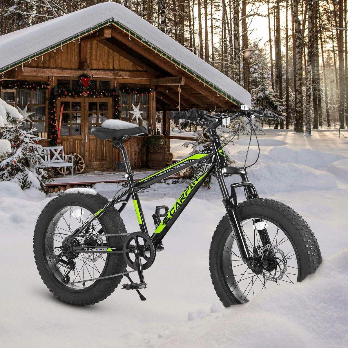 Kids Bike 20 Inch Wheels, 4" Wide Fat Tire Snow Mountain Bike Ages 8-12 Year Old, Steel Frame, 7 Speed Teenager Children Kids' Bicycles
