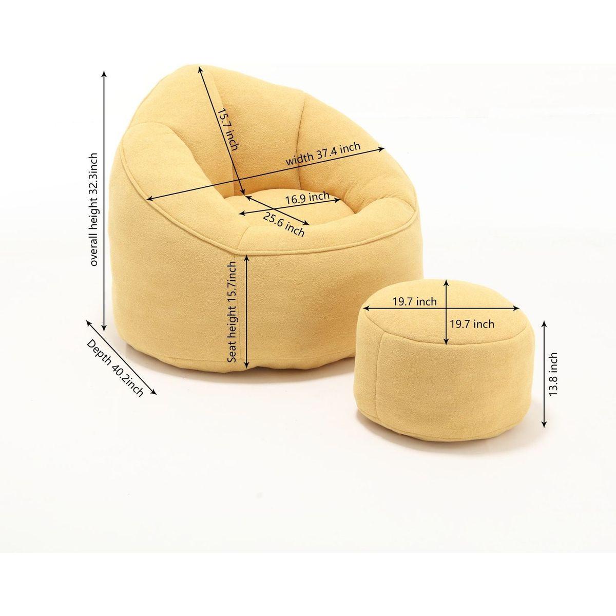 Bedding Bean Bag Sofa Chair High Pressure Foam Bean Bag Chair Adult Material with Padded Foam Padding Compressed Bean Bag With Footrest