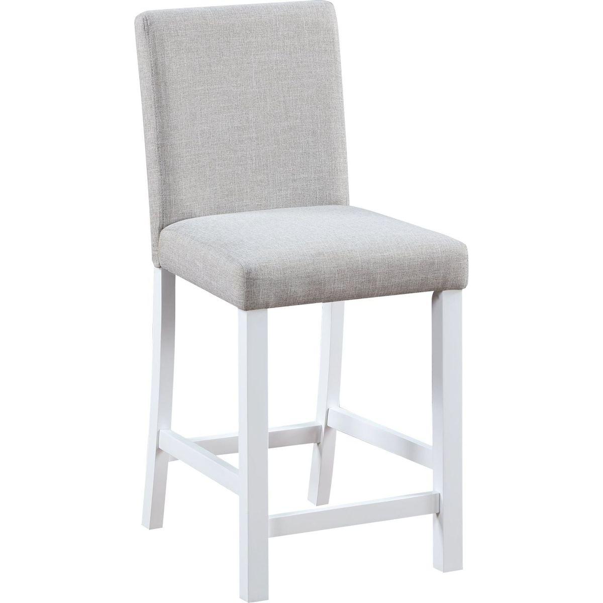 5 Piece Counter Height Table Set, Wooden Kitchen Table Set with Square Table and 4 Upholstered Chairs, Counter Height Dining Table with Crystal Decoration and Chair Set for Kitchen, Dining Room,White