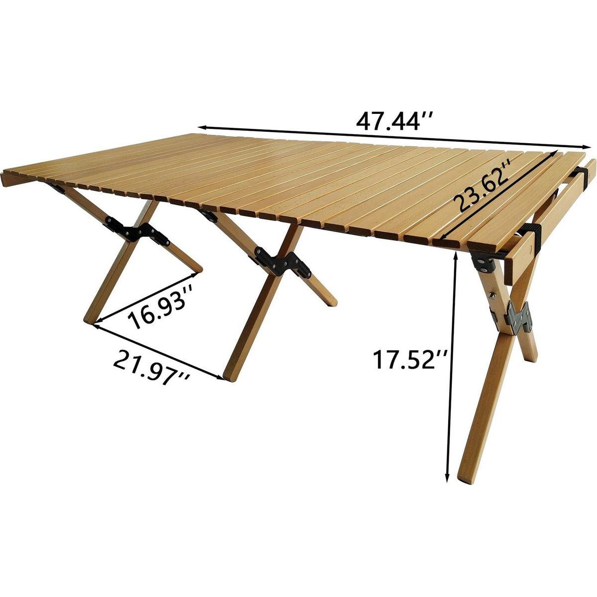 Multi-Function Wooden Foldable Portable Patio Dining Table, Natural Indoor and outdoor universal, Natural