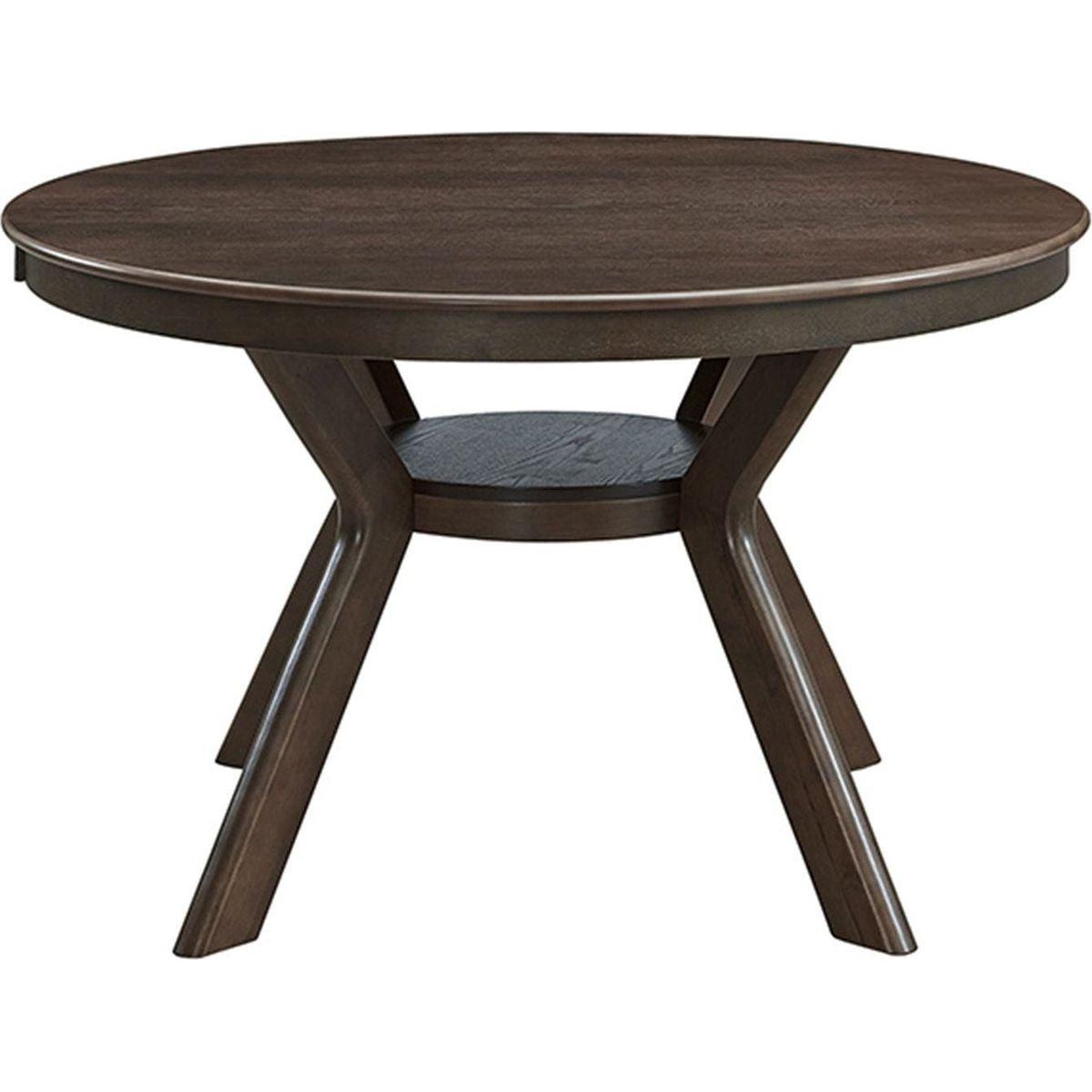 47.24"Round Rubber Wood Dining Table for 4-6 with Wooden Trestle Pedestal Base,Modern Kitchen Wooden Table Dinner Table for Dining Room, Living Room,Dark Brown(1Table)