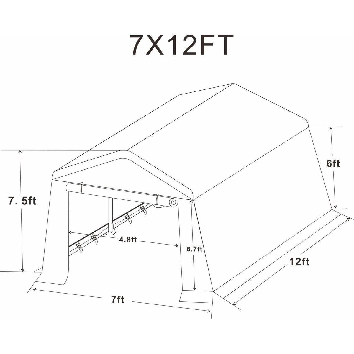 7x12ft Outdoor Portable Gazebo Storage Shelter Shed with 2 Roll up Zipper Doors & Vents Carport for Motorcycle Waterproof and UV Resistant Anti-Snow Portable Garage Kit Tent, Sand
